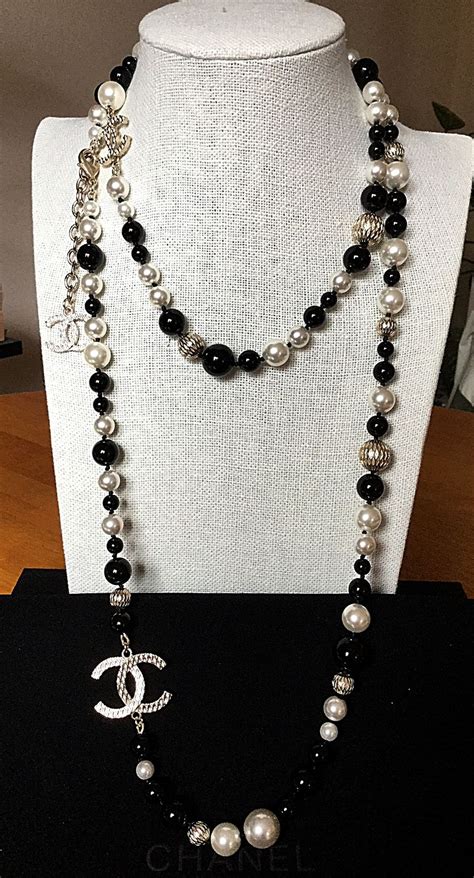 chanel black and white necklace|chanel necklace online shop.